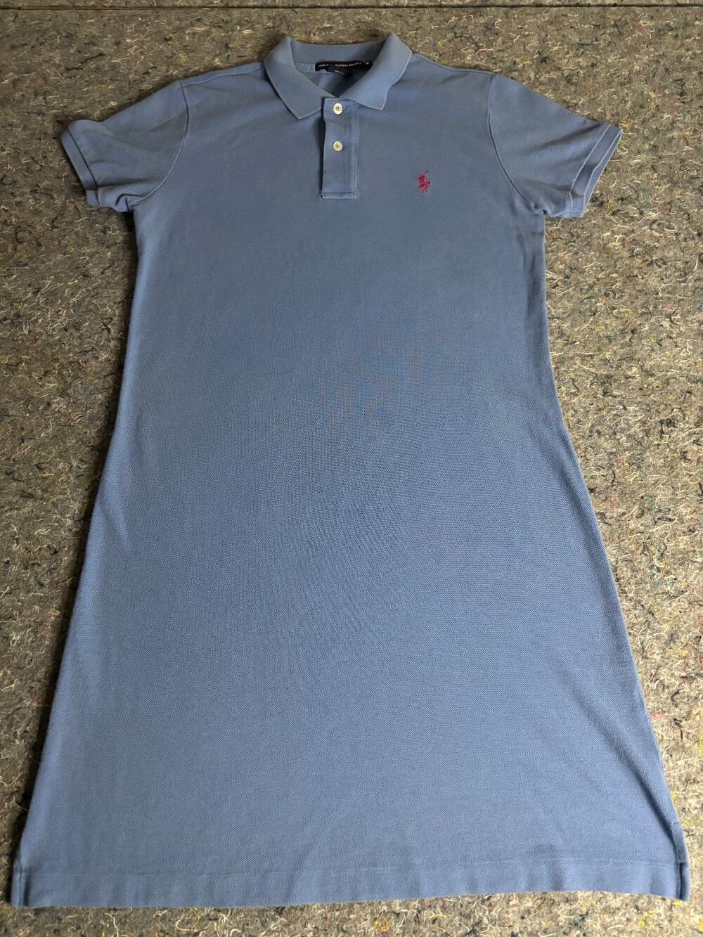 Ralph Lauren Sport Womens Polo Dress (M) Blue White Pony 100% Cotton